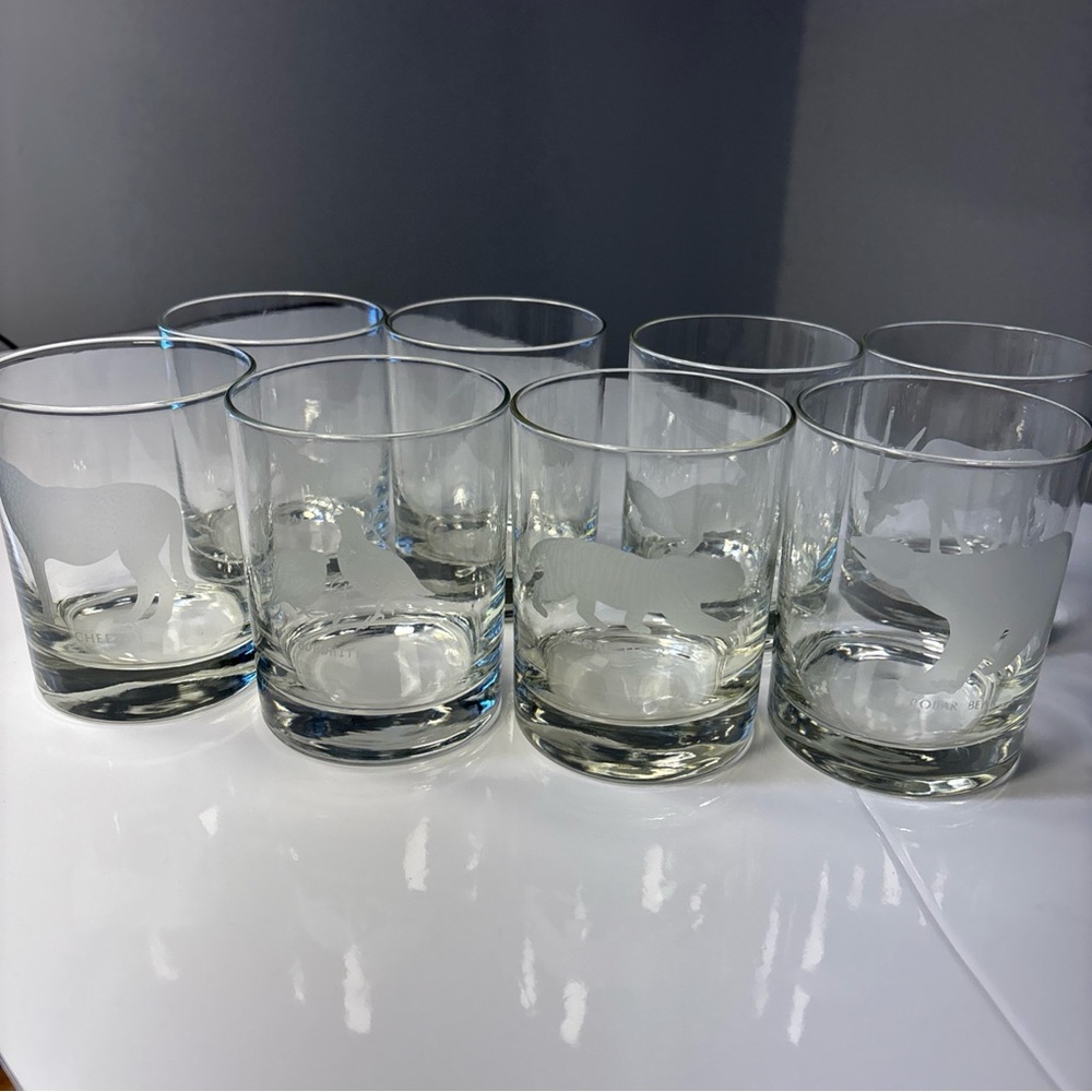 🥃 Vintage Georg Jensen Whiskey Glasses Set of 8 – Endangered Species 1970s 🐾